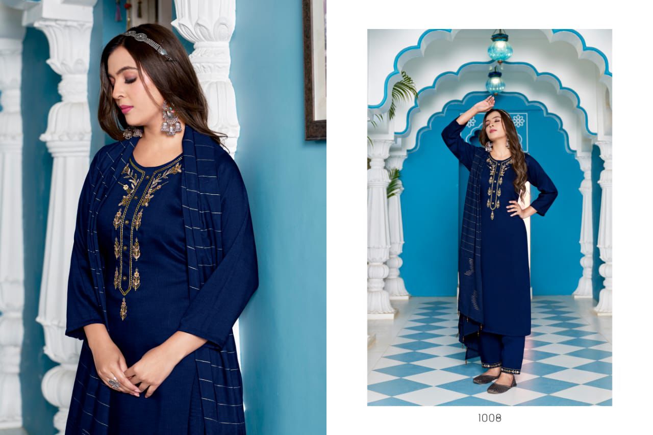 Prague By Sweety Chinon Embroidery Readymade Suits Wholesale Price In Surat